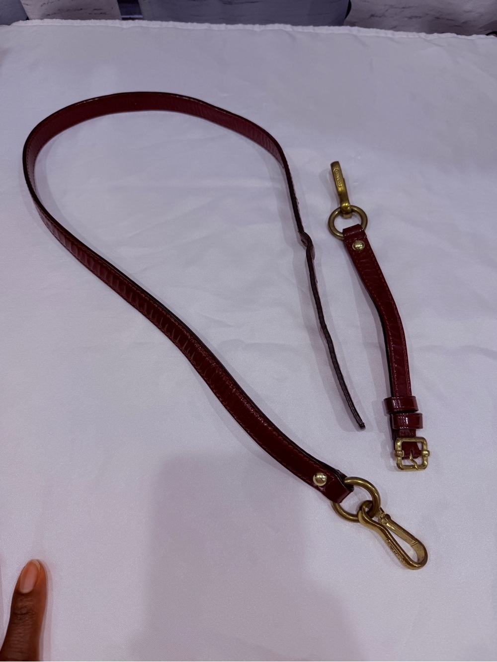 Coach Burgundy Leather Shoulder Strap with Brass Hardware